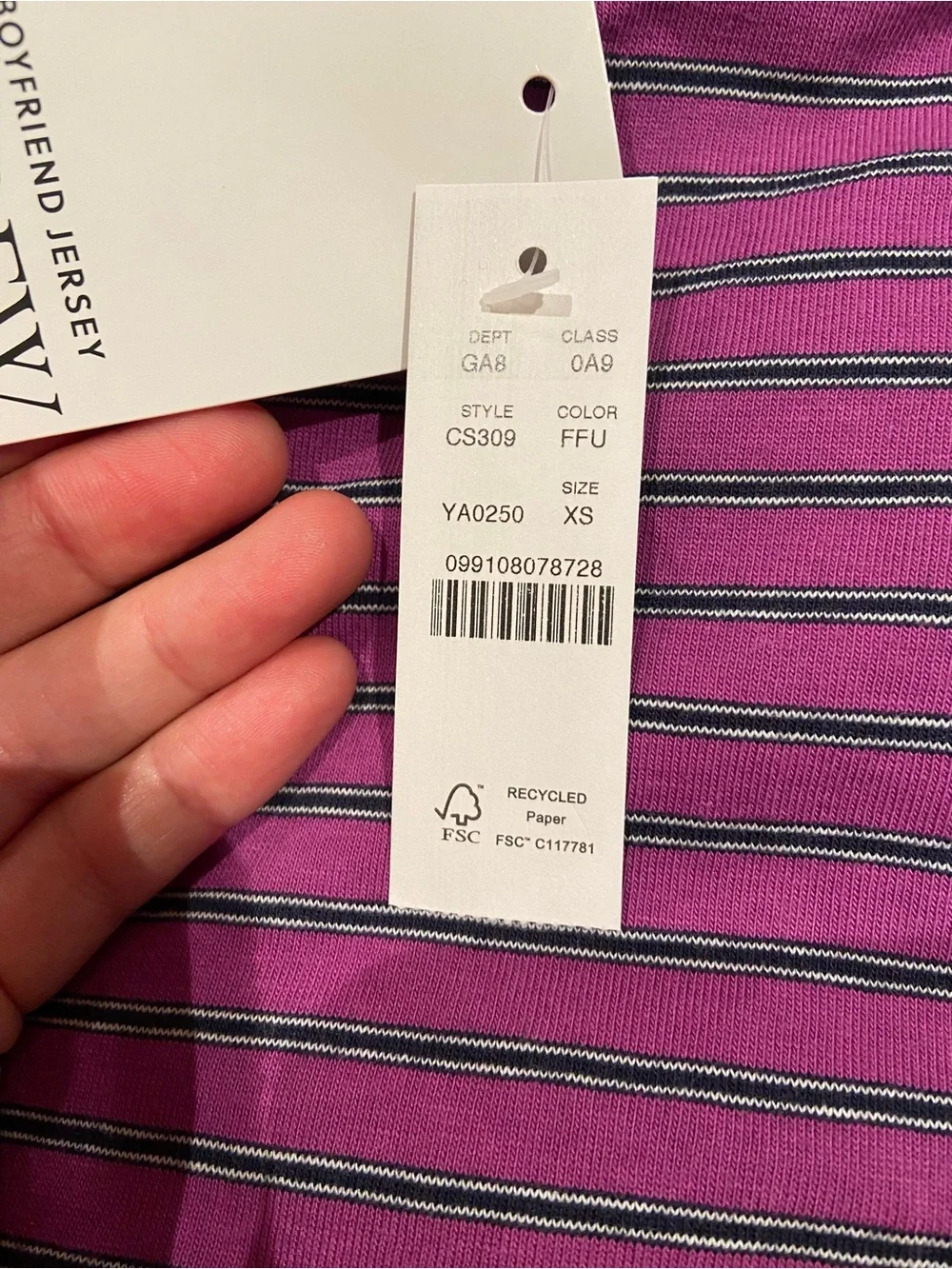 New with tags NWT jcrew boyfriend jersey relaxed cropped t-shirt in stripe